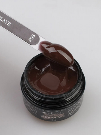 Гель камуфлирующий шоколадный для наращиванмя ногтей Тон 08 Sofiprofi Chocolate Camouflage gel, 15 мл